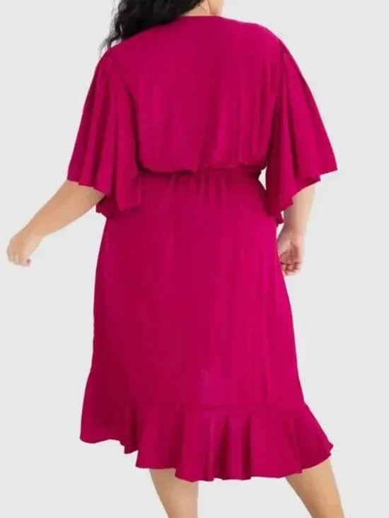 NWT Dani Marie Gabrielle Short Sleeve Wrap Dress in French Plum, size 14 - Picture 2 of 6